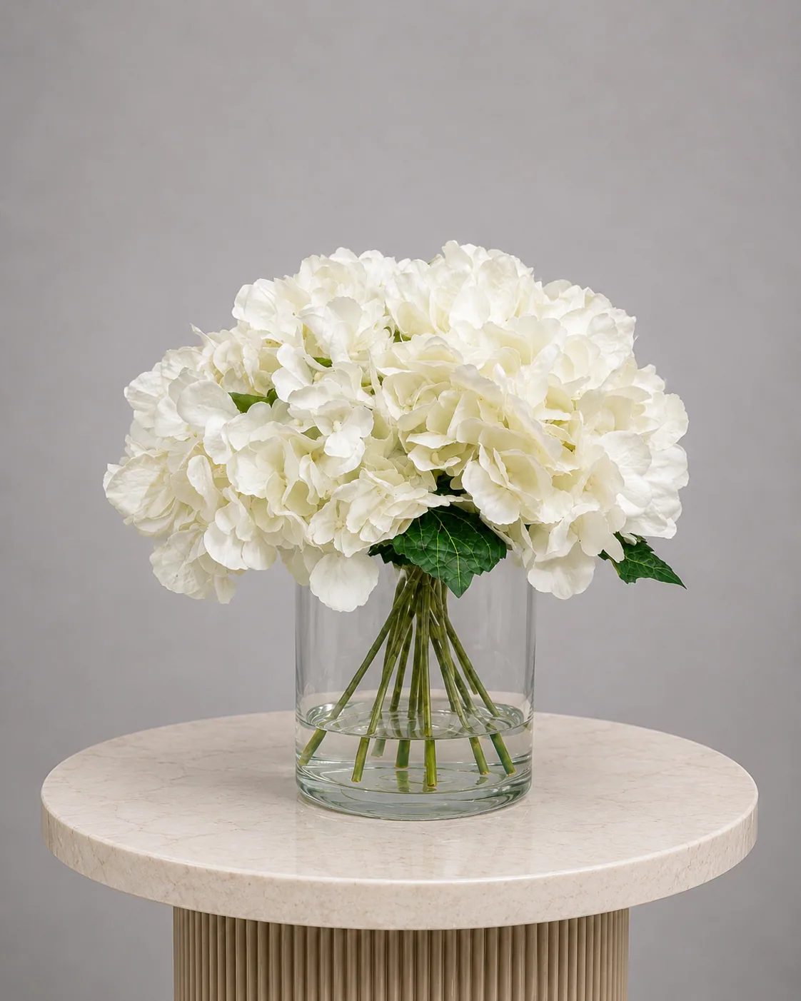 Artificial Hydrangeas in Glass Vase | ZAHRÁ Home Dubai