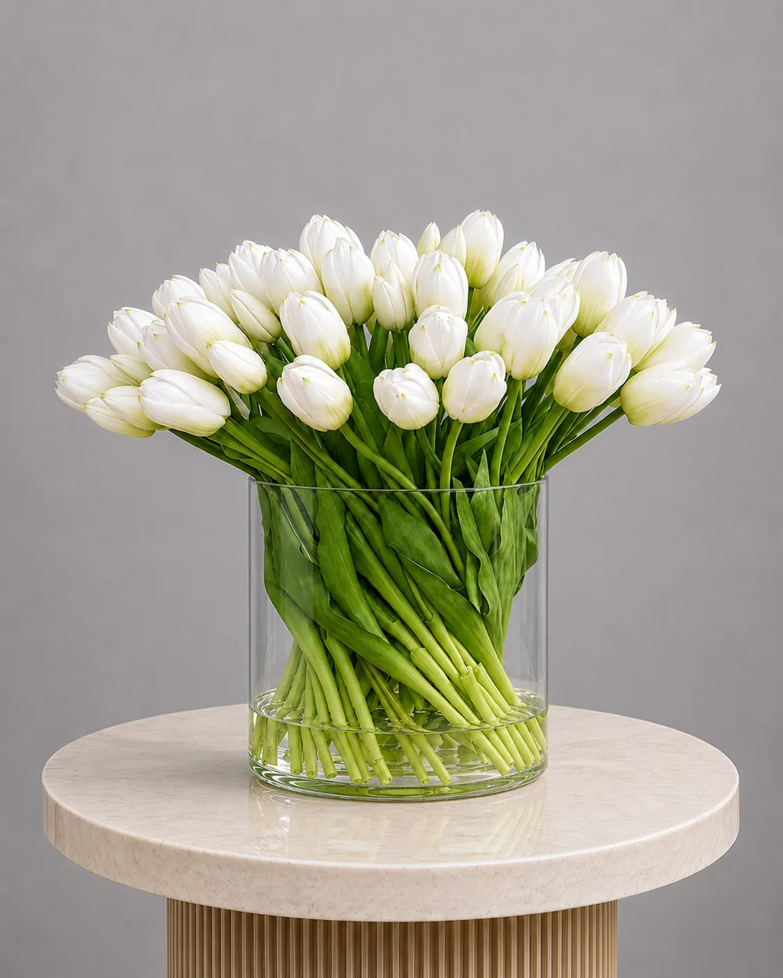 Artificial Tulips in Glass Vase | ZAHRÁ Home Dubai