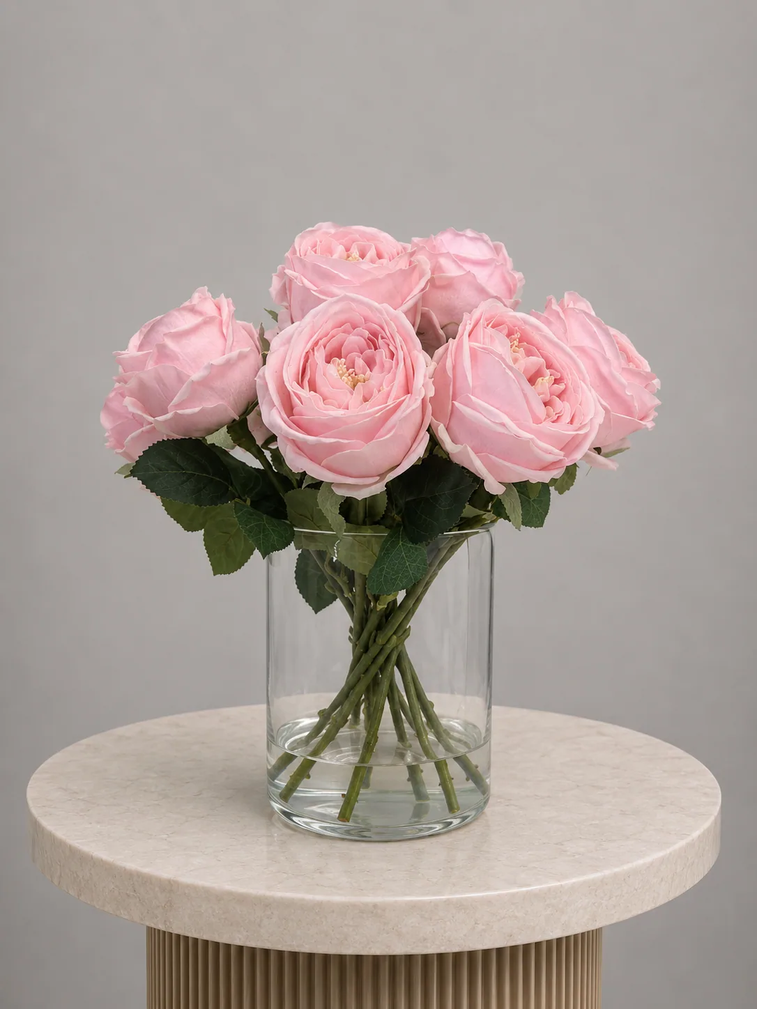 Artificial Rose in Glass Vase | ZAHRÁ Home Dubai