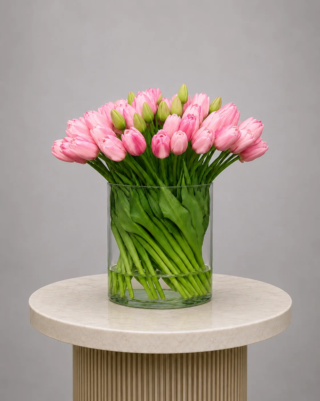 Artificial Tulips in Glass Vase | ZAHRÁ Home Dubai