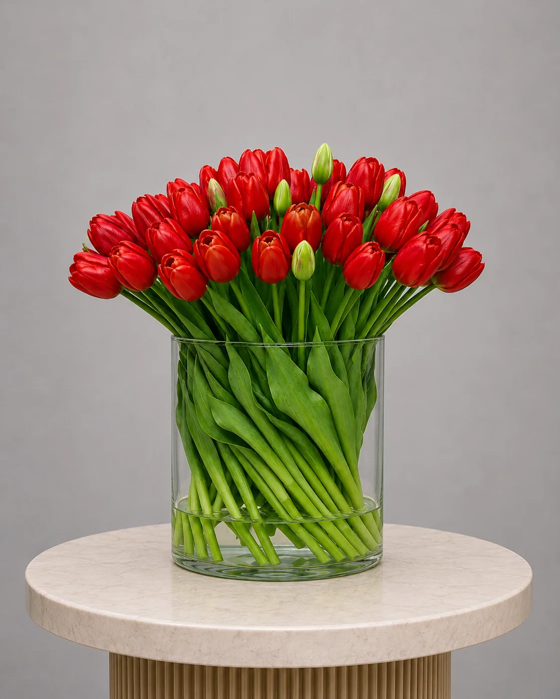 Artificial Tulips in Glass Vase | ZAHRÁ Home Dubai