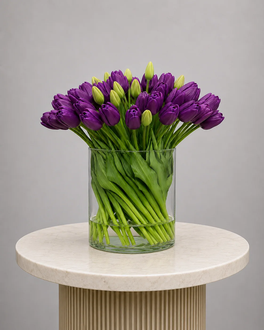 Artificial Tulips in Glass Vase | ZAHRÁ Home Dubai