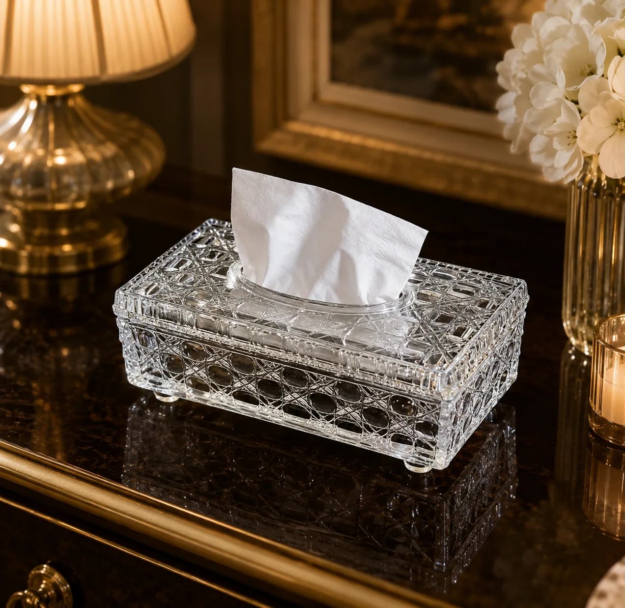 Light Luxury Crystal Glass Tissue Box